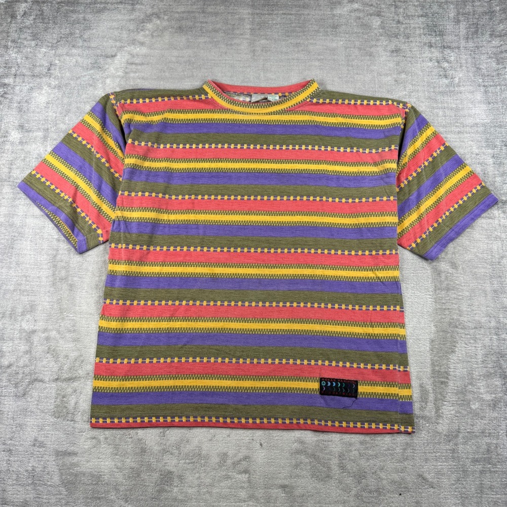 Ocean Pacific Shirt Mens XL Multicolor Vintage 90s Striped Surf Planetwide Tee
